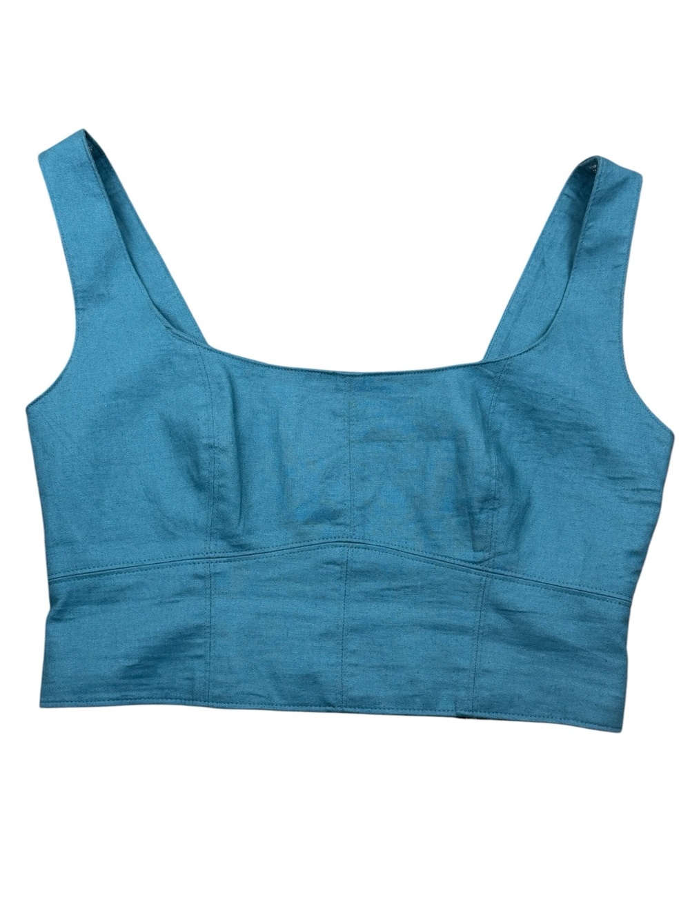 NWT Banana Republic Linen Blend Teal Crop Sleeveless Tank Top Size 6 Corset - Picture 2 of 5
